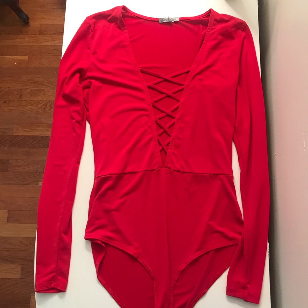Red long sleeve bodysuit